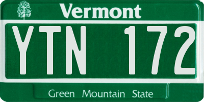 VT license plate YTN172