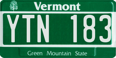 VT license plate YTN183
