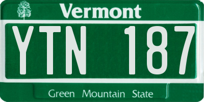 VT license plate YTN187