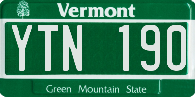 VT license plate YTN190