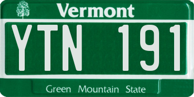 VT license plate YTN191