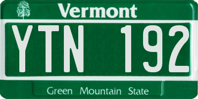 VT license plate YTN192