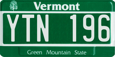 VT license plate YTN196