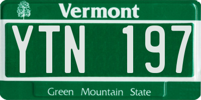 VT license plate YTN197