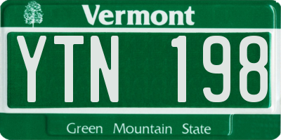 VT license plate YTN198