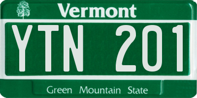 VT license plate YTN201