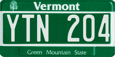 VT license plate YTN204