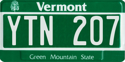 VT license plate YTN207