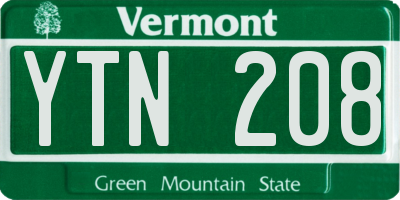 VT license plate YTN208