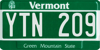 VT license plate YTN209