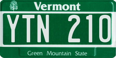 VT license plate YTN210