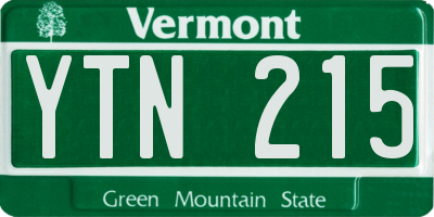 VT license plate YTN215