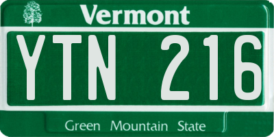 VT license plate YTN216