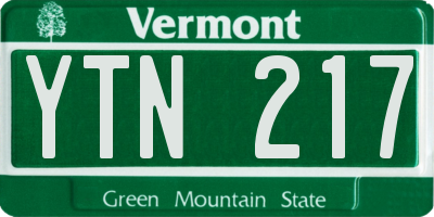 VT license plate YTN217
