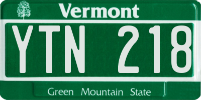 VT license plate YTN218