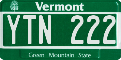 VT license plate YTN222
