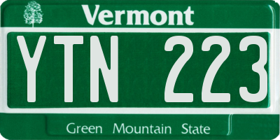 VT license plate YTN223