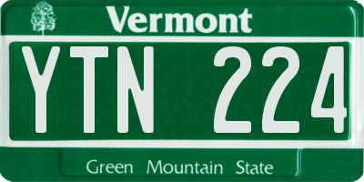 VT license plate YTN224