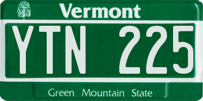 VT license plate YTN225