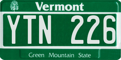 VT license plate YTN226