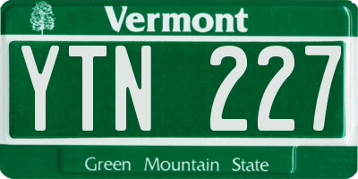 VT license plate YTN227