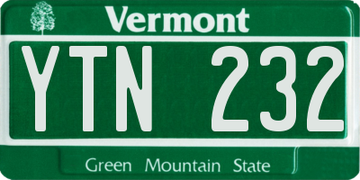 VT license plate YTN232