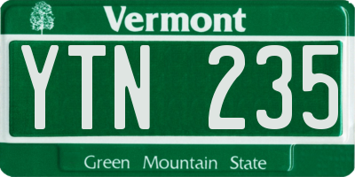 VT license plate YTN235
