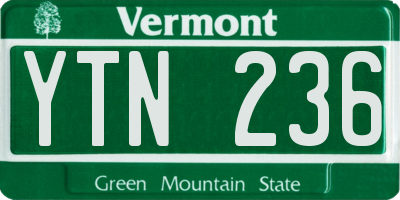 VT license plate YTN236