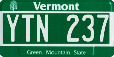 VT license plate YTN237