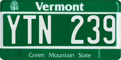 VT license plate YTN239