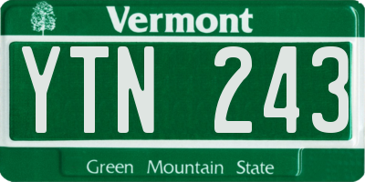 VT license plate YTN243
