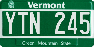 VT license plate YTN245