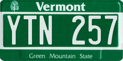 VT license plate YTN257