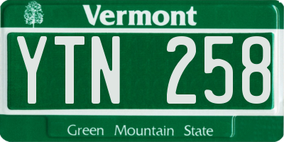 VT license plate YTN258