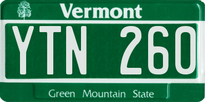 VT license plate YTN260