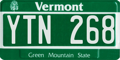 VT license plate YTN268