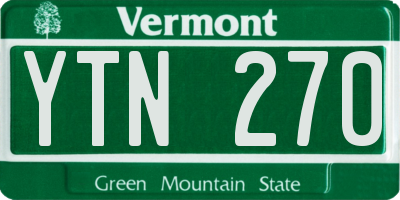 VT license plate YTN270