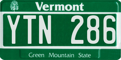 VT license plate YTN286