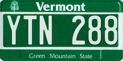 VT license plate YTN288