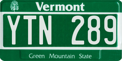 VT license plate YTN289