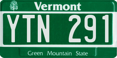 VT license plate YTN291