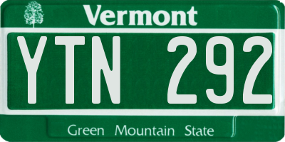 VT license plate YTN292