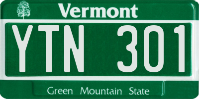 VT license plate YTN301