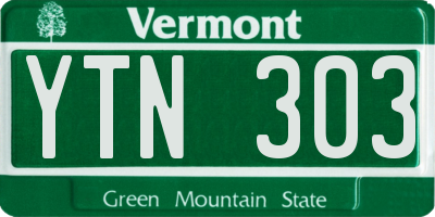 VT license plate YTN303