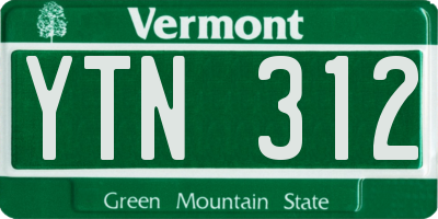 VT license plate YTN312