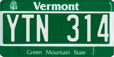 VT license plate YTN314