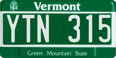 VT license plate YTN315