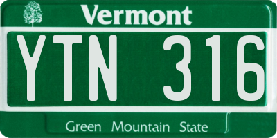 VT license plate YTN316