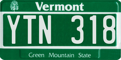 VT license plate YTN318