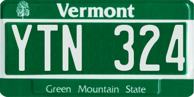 VT license plate YTN324